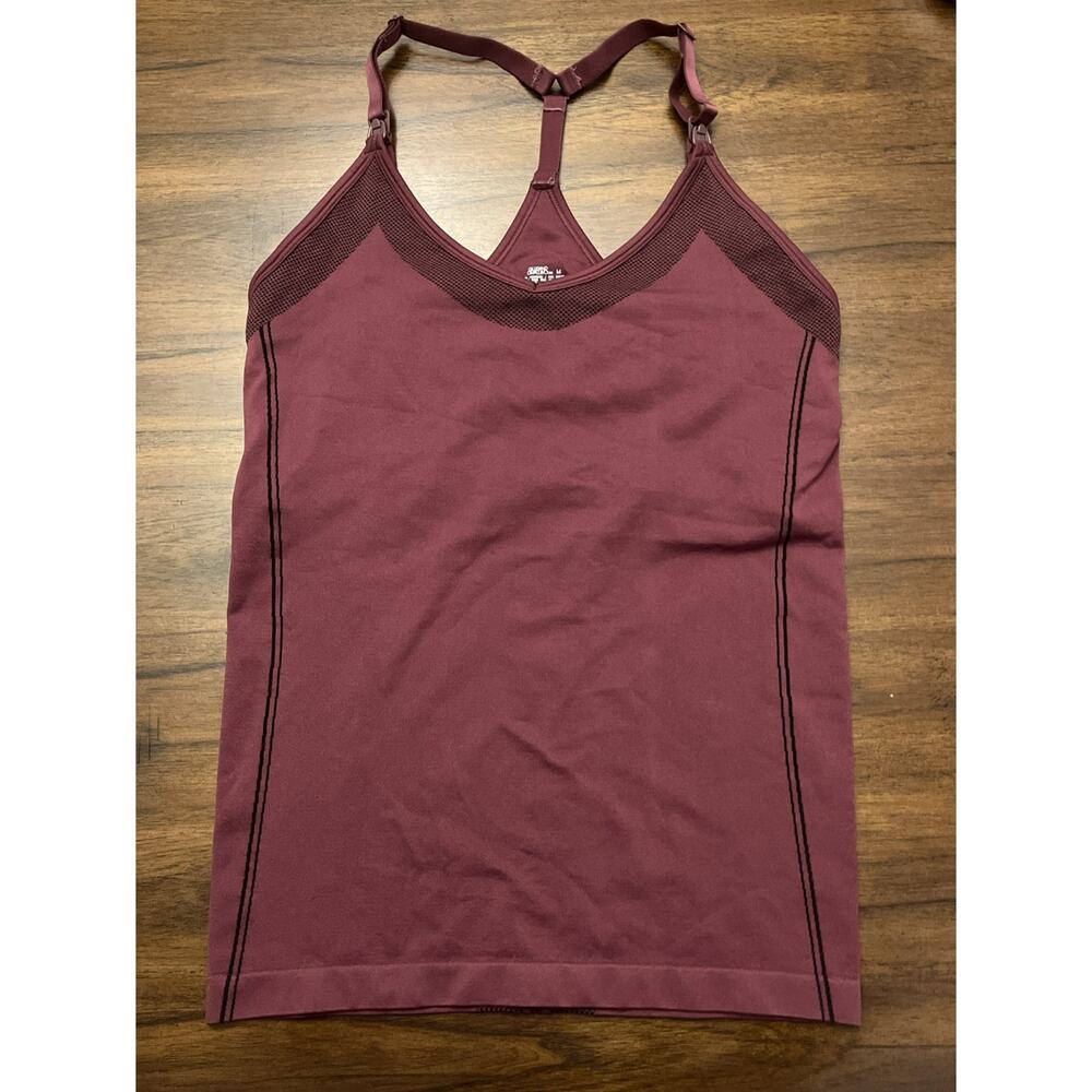 Gilligan & O’Malley Women Medium Maroon Racerback Sports Top Nursing Bra Comfort